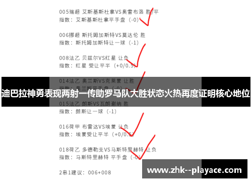 迪巴拉神勇表现两射一传助罗马队大胜状态火热再度证明核心地位
